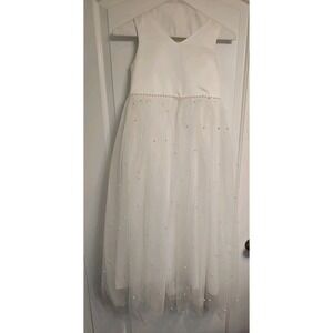 flower girl dress-Ivory/off White-size 8 Fairy Wedding Barbie